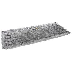 Vintage Rectangular Hand-Cut Bohemian Crystal Tray