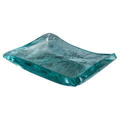 Rechteckige Schale aus mundgeblasenem Glas von Erwin Walter Burger für Fontana, Italien 1950er Jahre