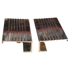 Rectangular Handles with Grooves in Chromed Aluminum Italy Design 1960s Silver