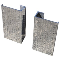 Rechteckige Griffe mit Grooves aus verchromtem Aluminium Italien Design 1960er Jahre Silber