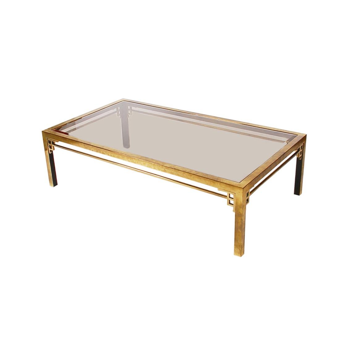 Rectangular Hollywood Regency Italian Modern Brass Cocktail Table by Mastercraft In Good Condition In Philadelphia, PA