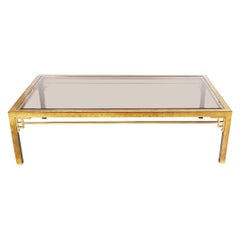 Cocktail Table rettangolare in ottone moderno Hollywood Regency by Mastercraft
