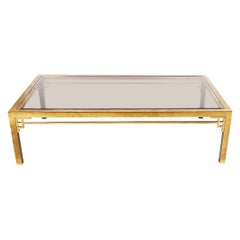 Rectangular Hollywood Regency Italian Modern Brass Cocktail Table by Mastercraft