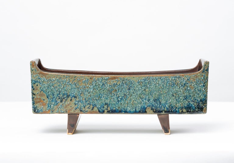 Rectangular Ikebana Vase or Console Bowl with Feet at 1stDibs mid century ikebana vase, vases