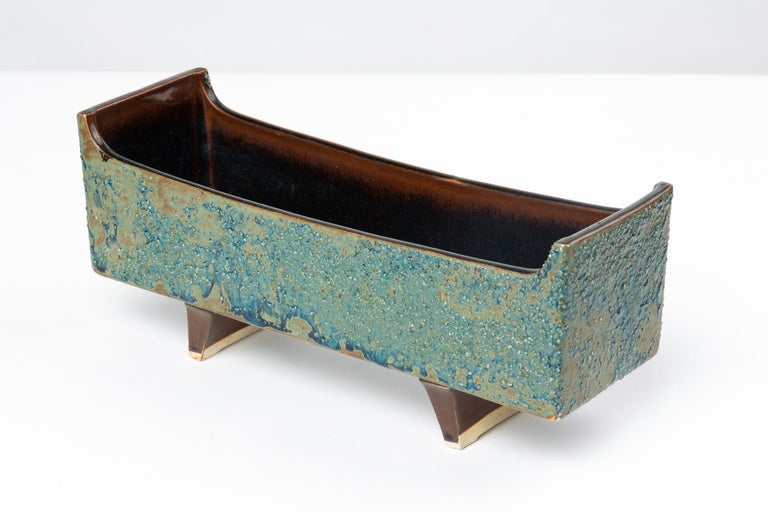 Rectangular Ikebana Vase or Console Bowl with Feet at 1stDibs mid century ikebana vase, vases