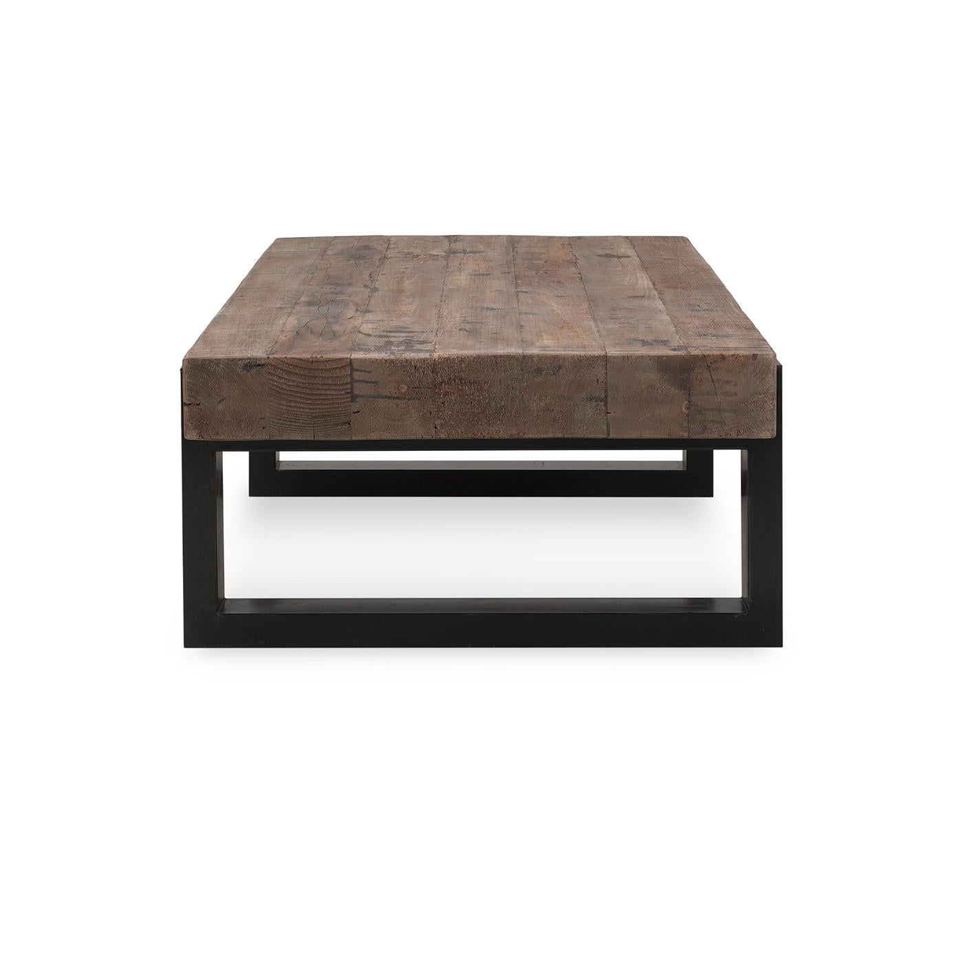 Industriel Table basse rectangulaire de style industriel en vente