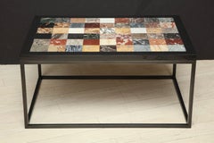 Rectangular Iron Coffee Table with Specimen Marble Top, Italy, circa 1960s