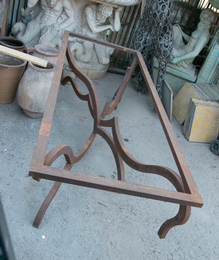 Rectangular Iron Dining Table Base with Curved Shapes For Sale at 1stDibs