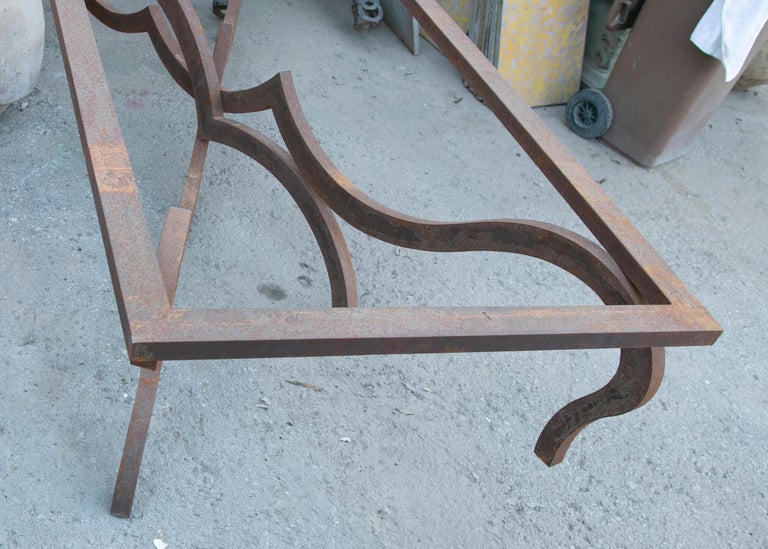 Rectangular Iron Dining Table Base with Curved Shapes For Sale at 1stDibs