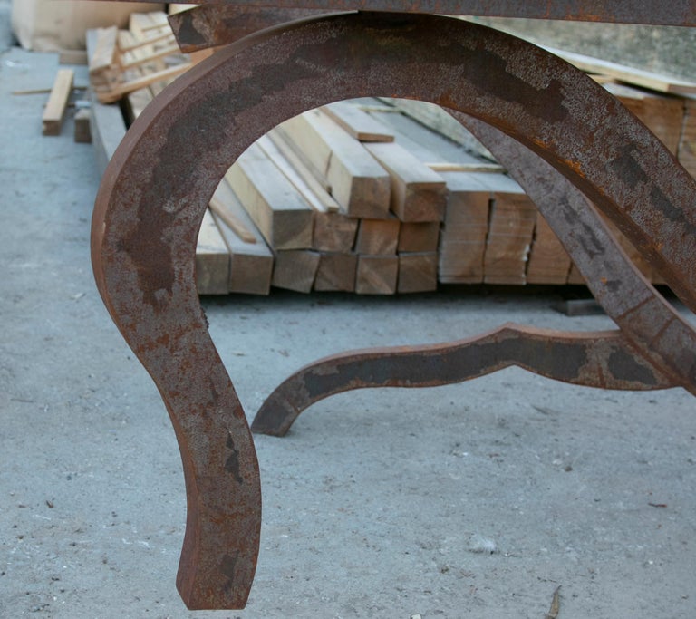 Rectangular Iron Dining Table Base with Curved Shapes For Sale at 1stDibs
