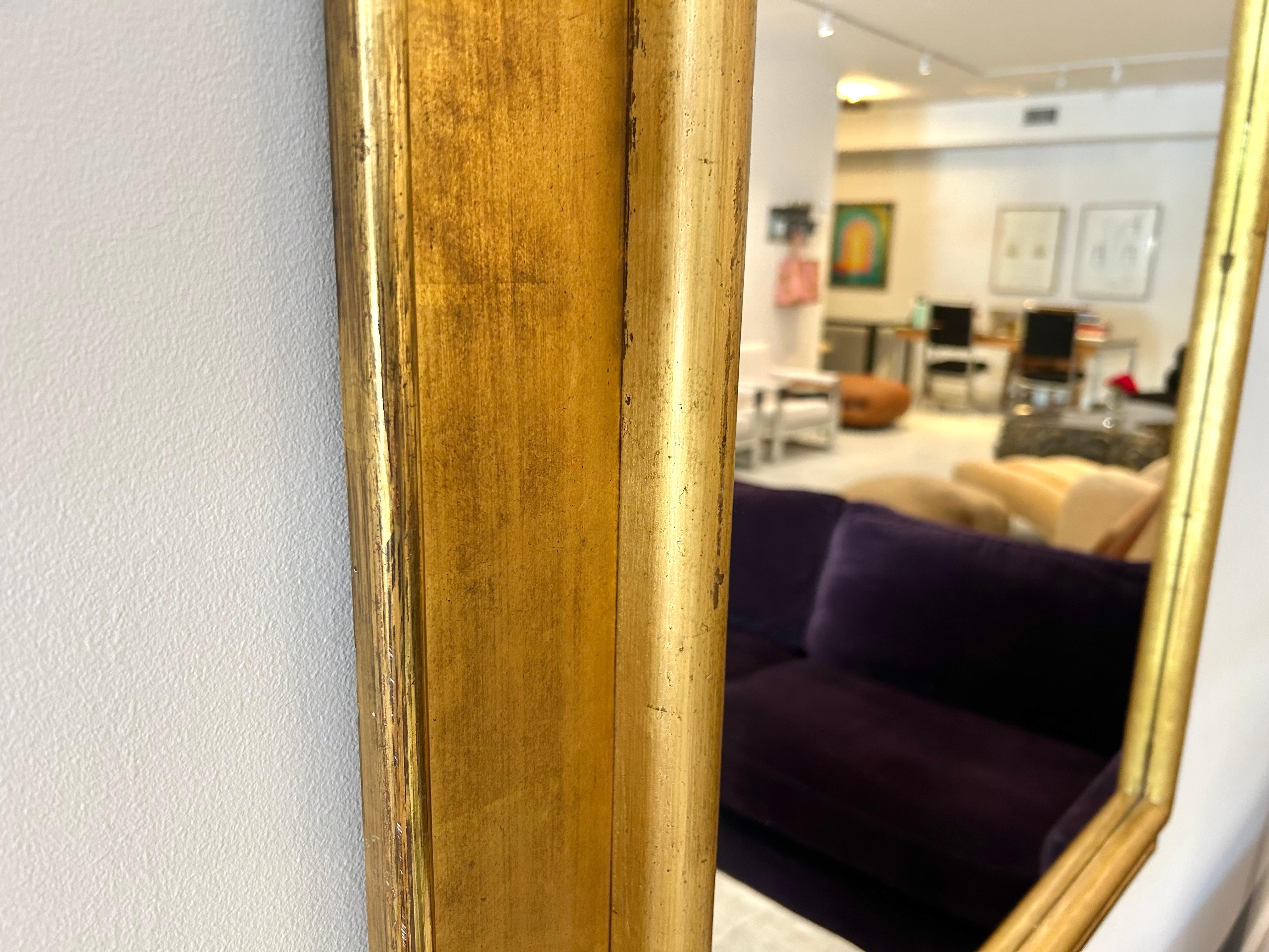 Rectangular Italian Gilt Wood Mirror In Good Condition For Sale In West Palm Beach, FL