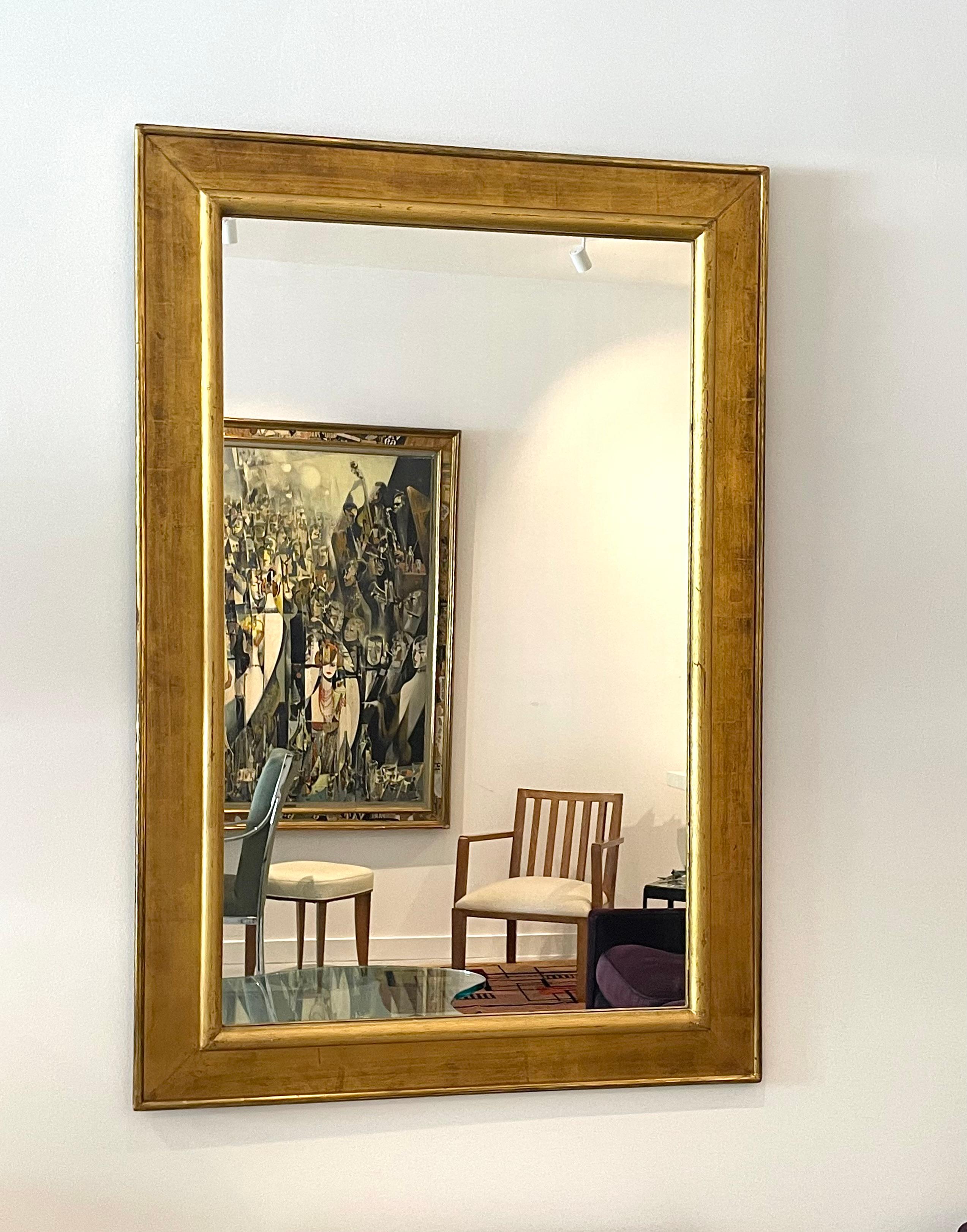 20th Century Rectangular Italian Gilt Wood Mirror For Sale