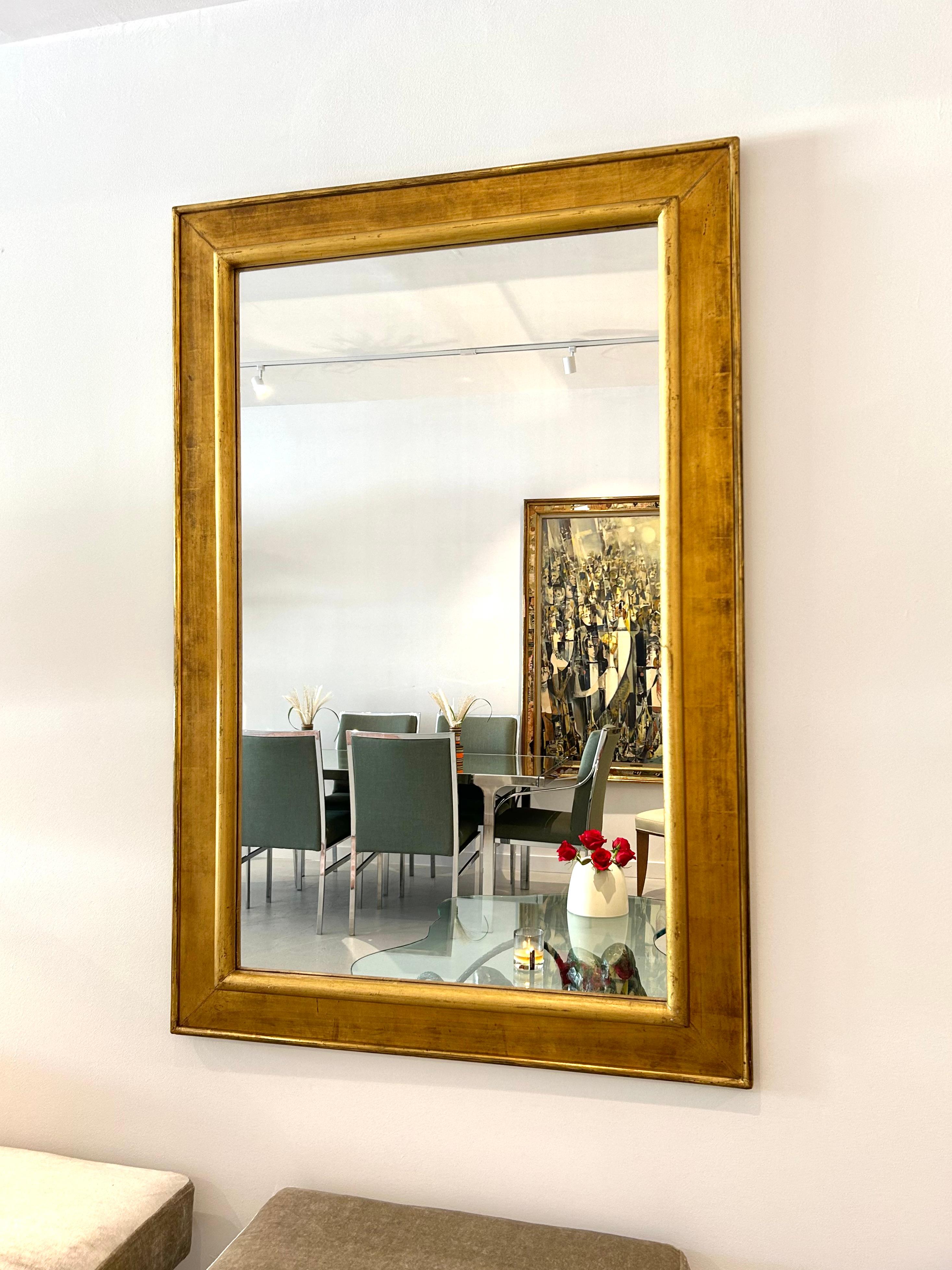 Rectangular Italian Gilt Wood Mirror For Sale 1