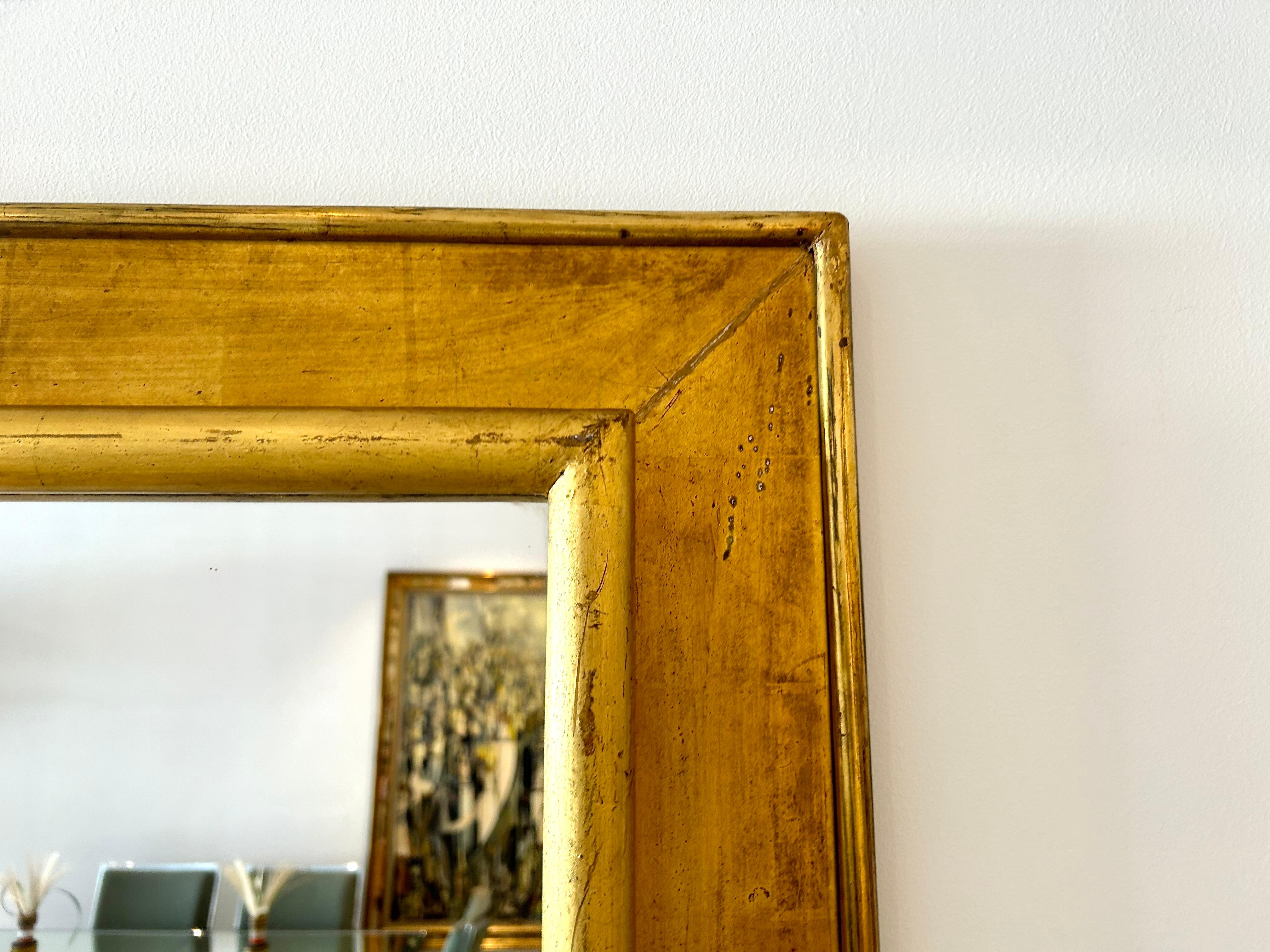 Rectangular Italian Gilt Wood Mirror For Sale 2