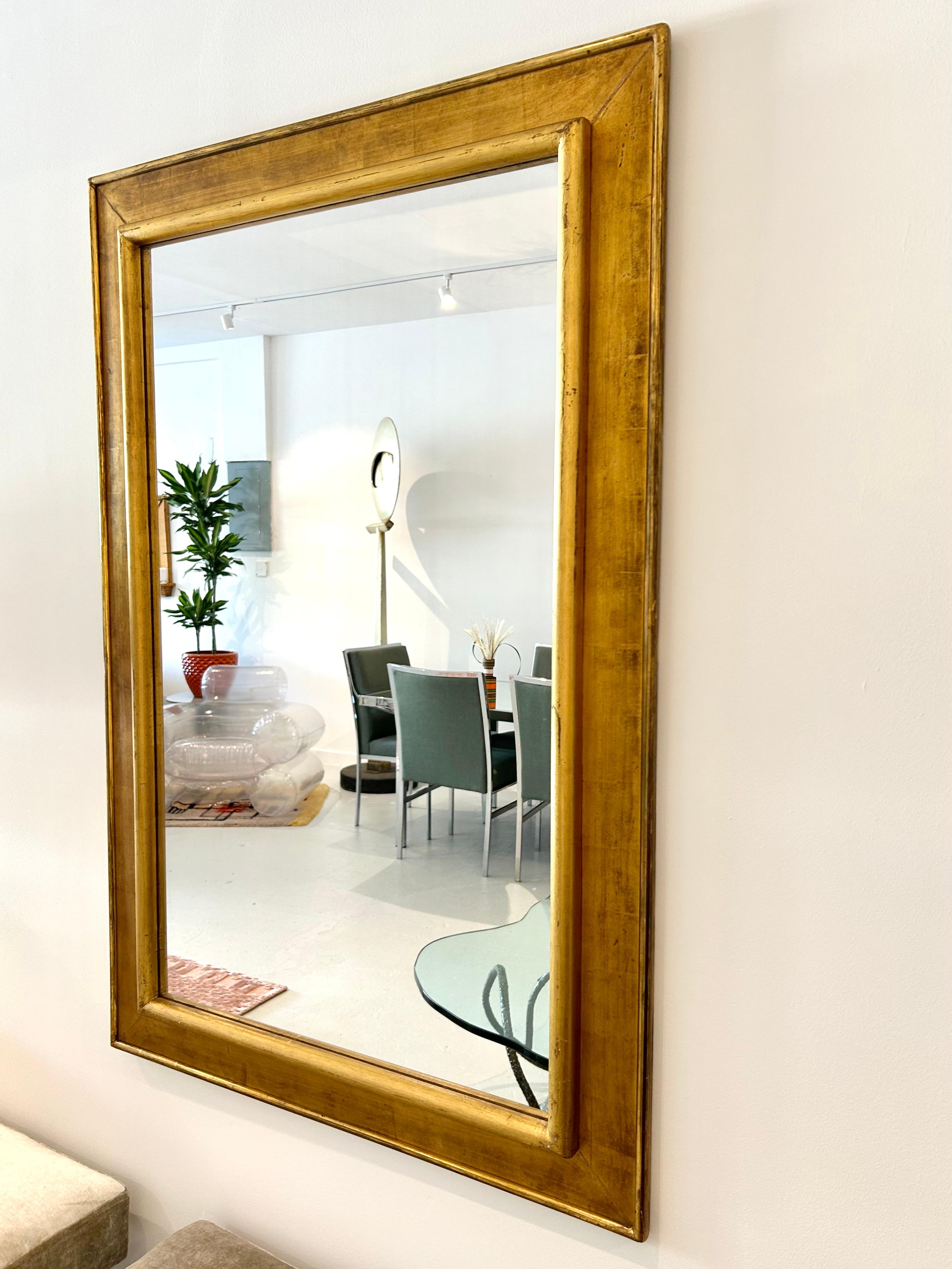 Rectangular Italian Gilt Wood Mirror For Sale 3