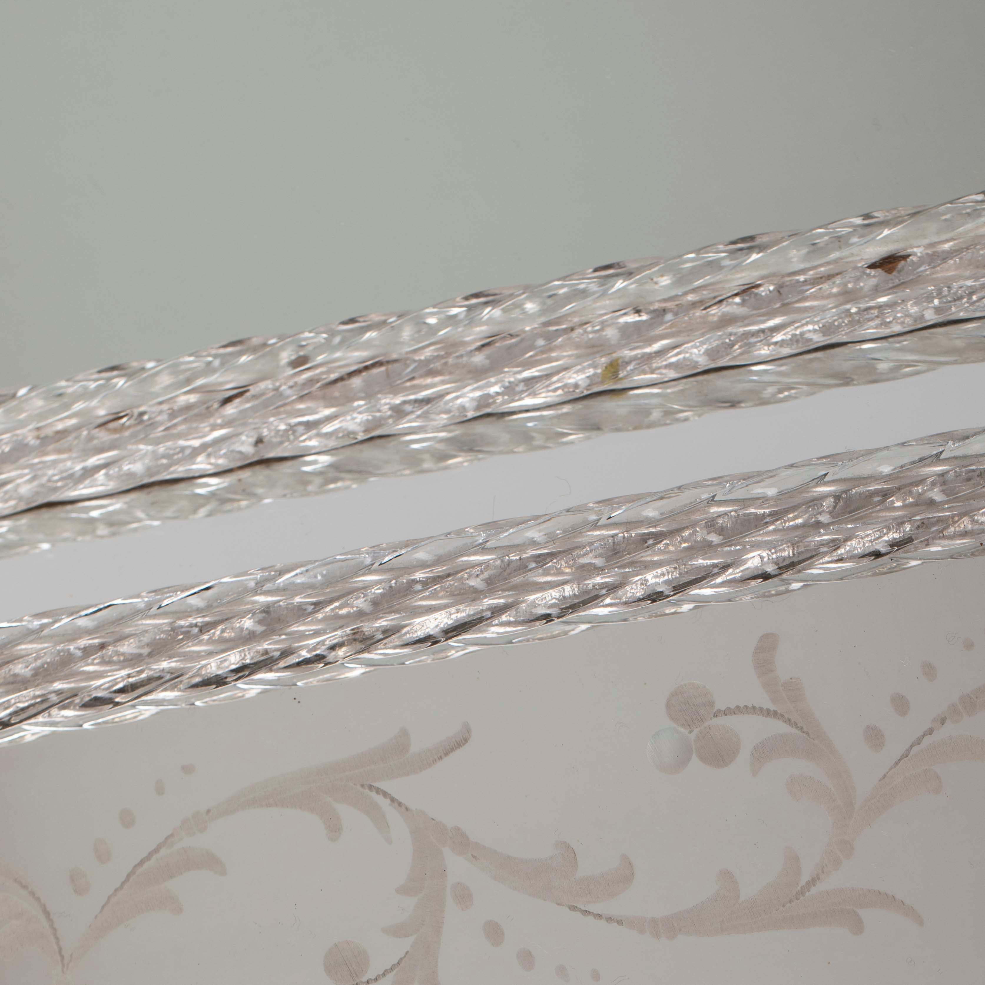 Specchio rettangolare in vetro di Murano della metà del secolo scorso con decorazioni floreali 1950s in vendita 3