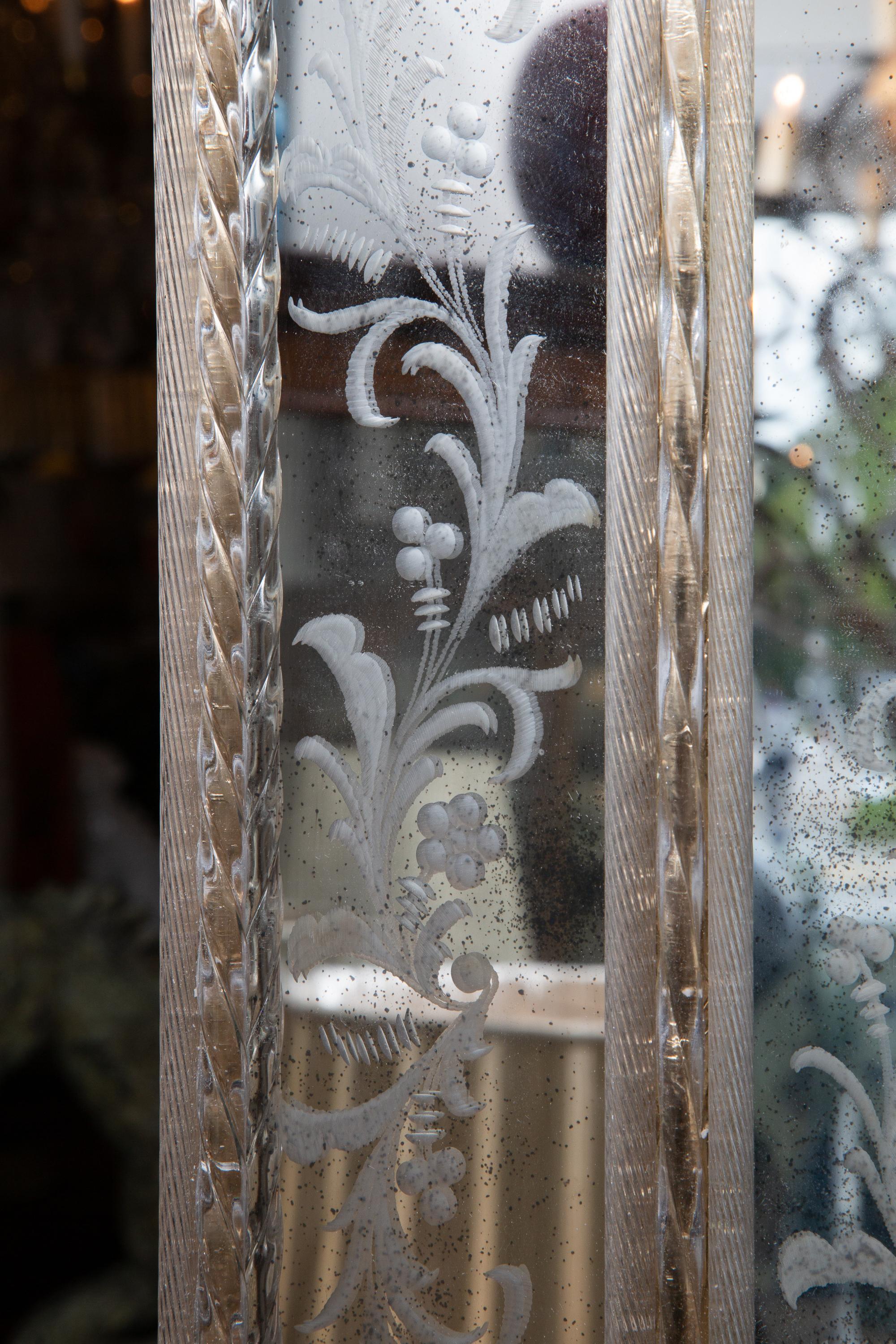Other Rectangular Italian Murano Mirror with Glass Flower Heads