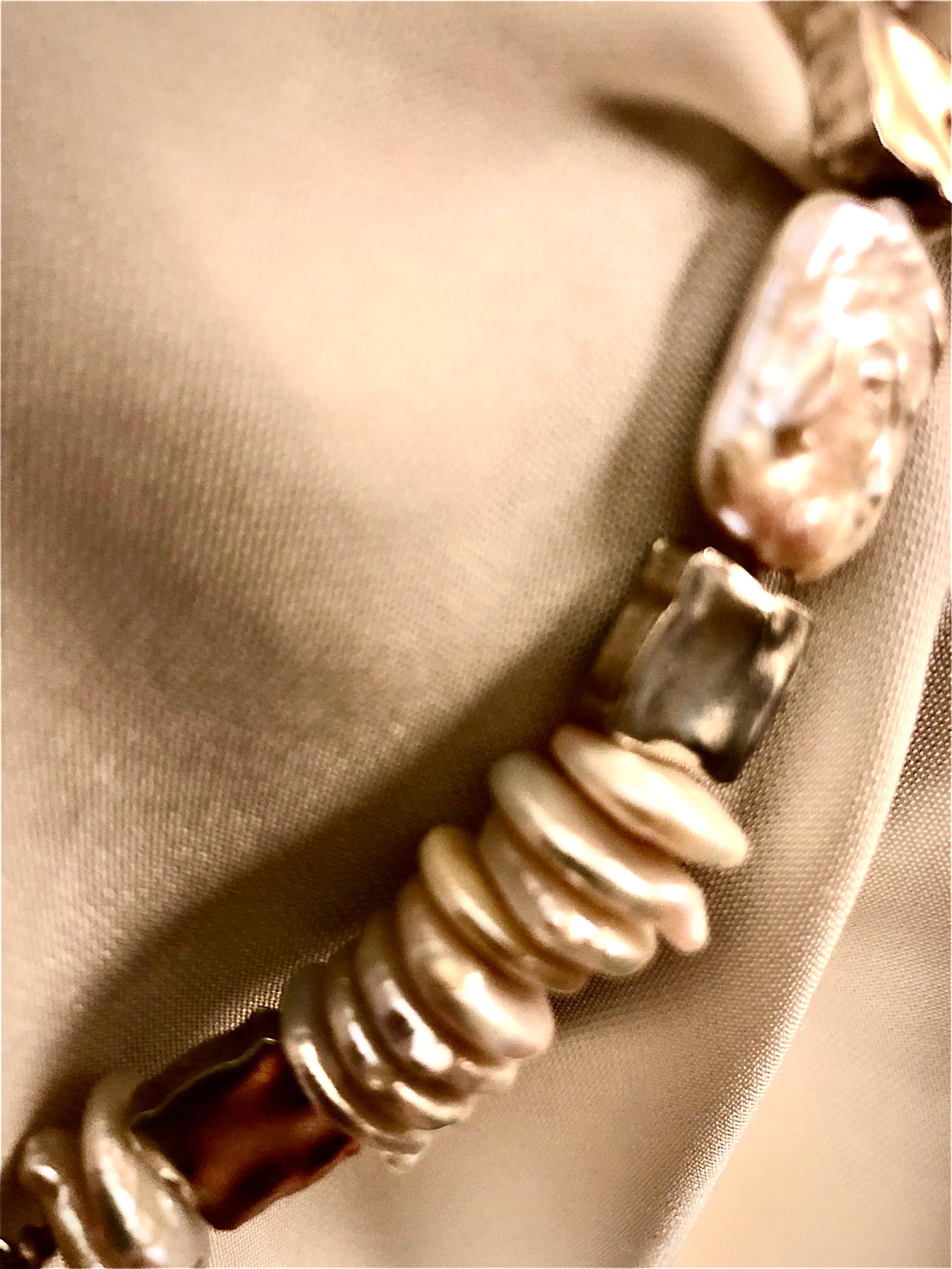Rechteckige Keshi-Perlen und feine Silber-Abstandshalter im Zustand „Neu“ im Angebot in New Orleans, LA