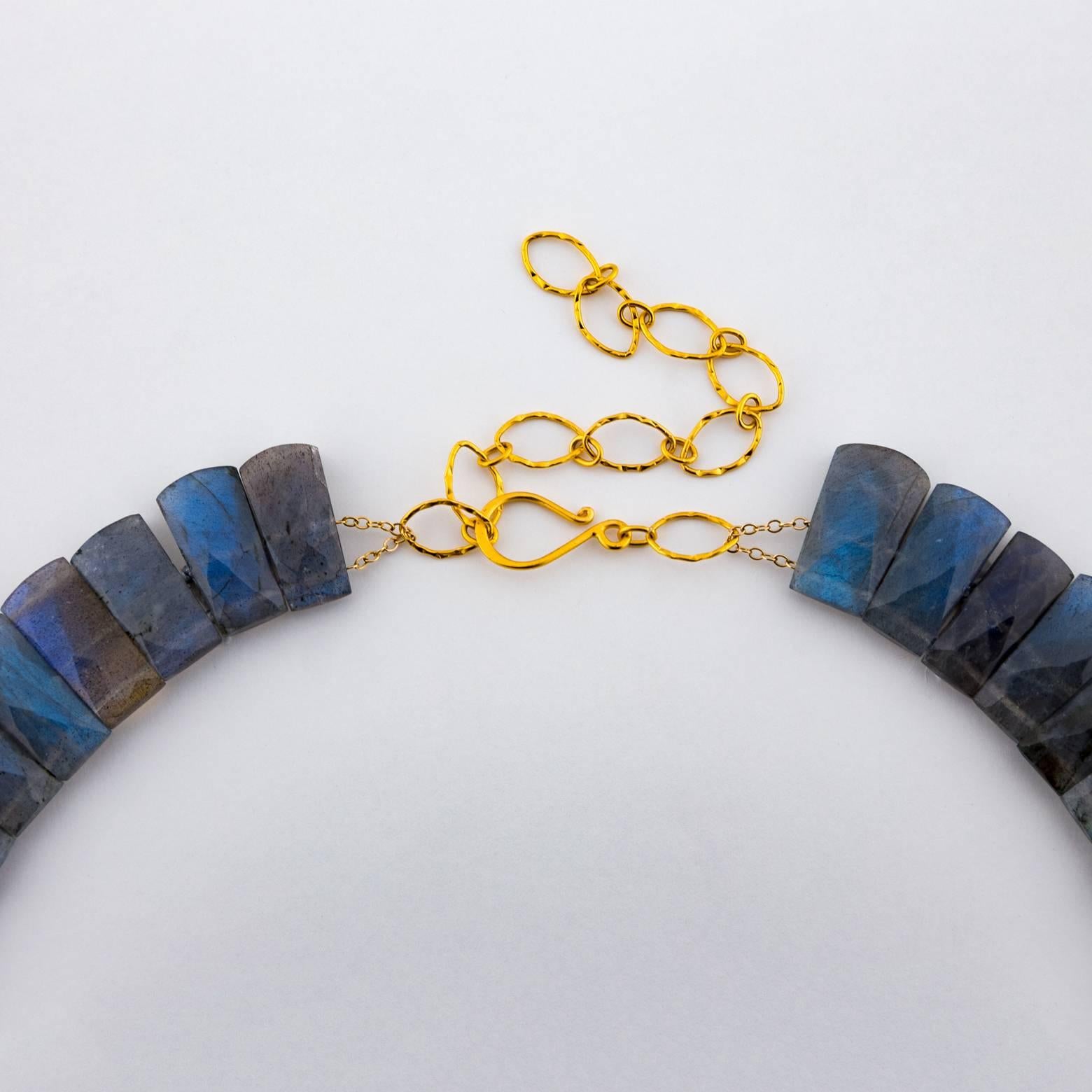 Cushion Cut Rectangular Labradorite Cushion Necklace For Sale