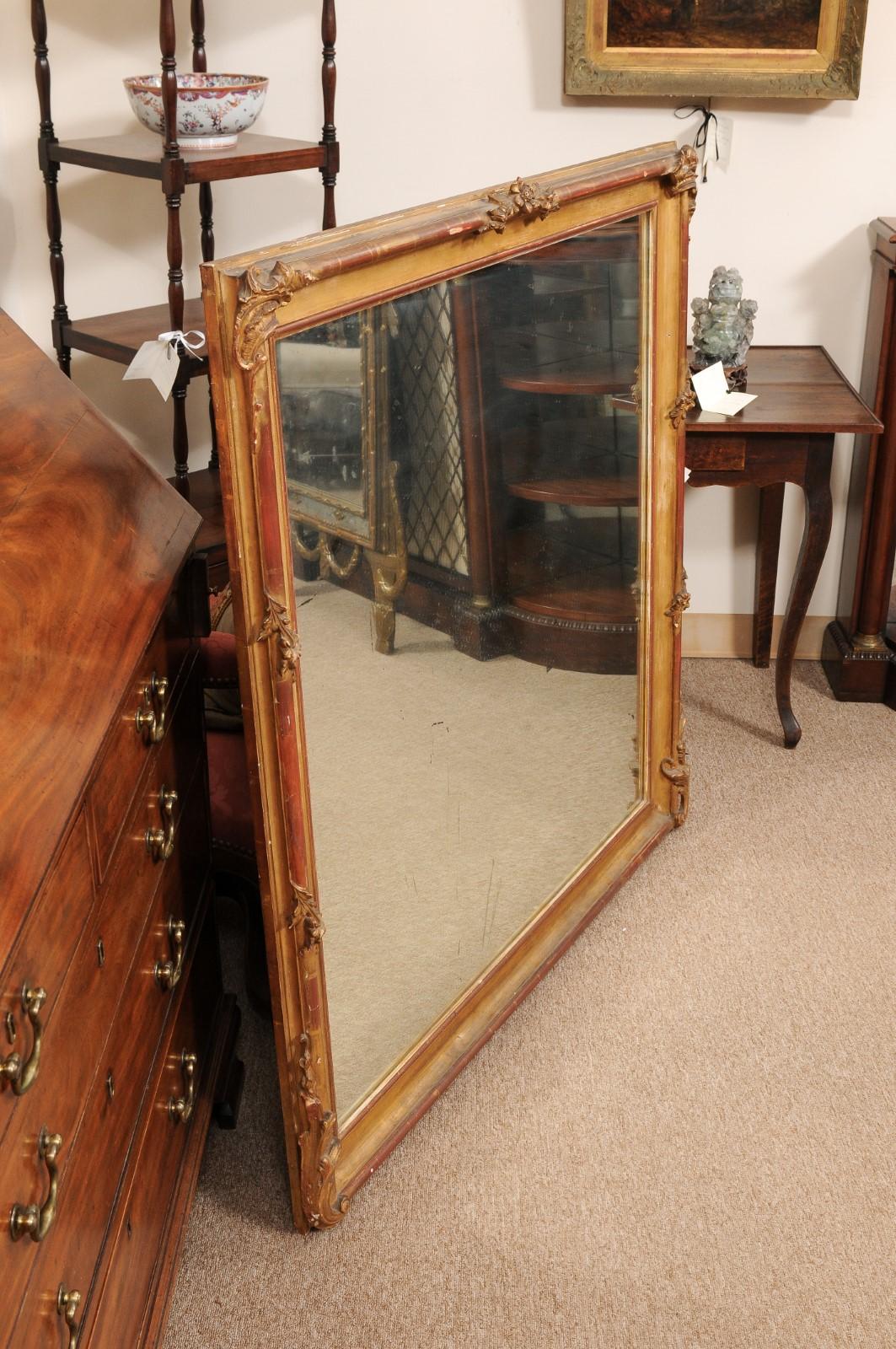 Rectangular Late 19th Century Continental Giltwood Mirror For Sale 8