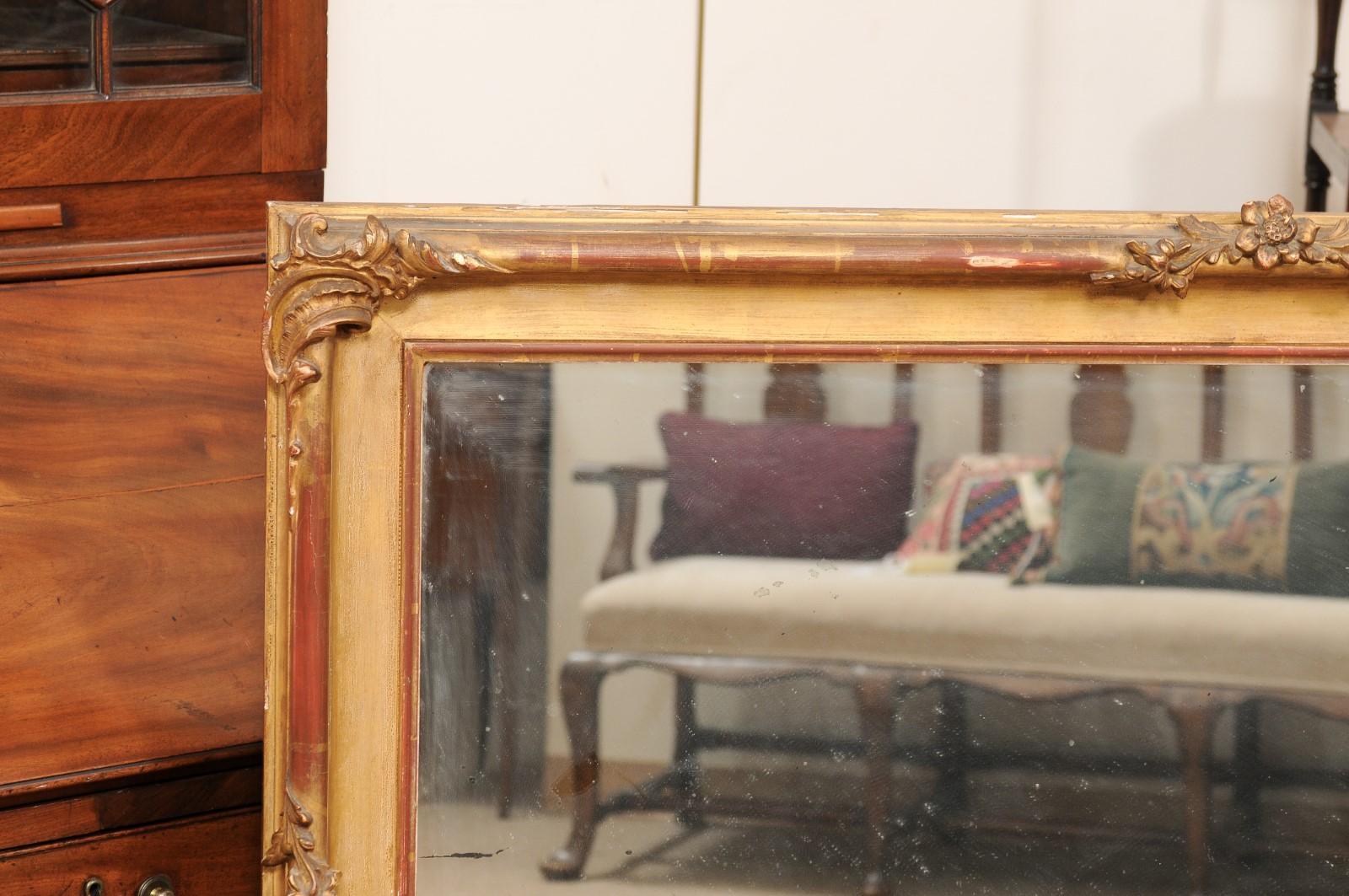Rectangular Late 19th Century Continental Giltwood Mirror For Sale 3