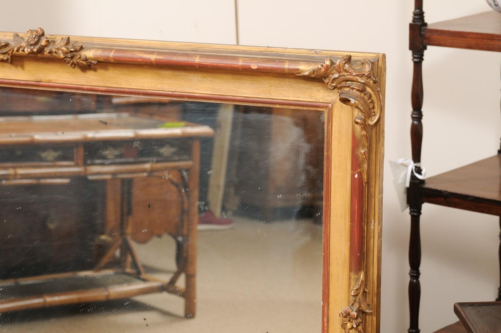 Rectangular Late 19th Century Continental Giltwood Mirror For Sale 4