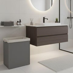 Cesto portabiancheria rettangolare LUNDRA Deluxe in pelle rigenerata