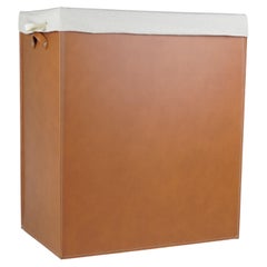 Rectangular laundry basket LUNDRA Deluxe in regenerated leather