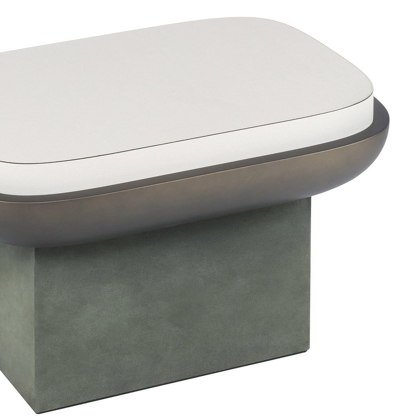 Modern Rectangular Leather Stool, Olympia by Stephane Parmentier for Giobagnara For Sale