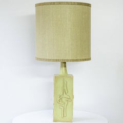 Rectangular Lime Ceramic Lamp, Custom Matching Lampshade by R. Houben