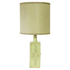 Rectangular Lime Ceramic Lamp, Custom Matching Lampshade by R. Houben