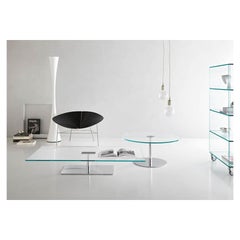 Farniente, Rectangular Low Coffee Table with Glass Top & Chrome Base