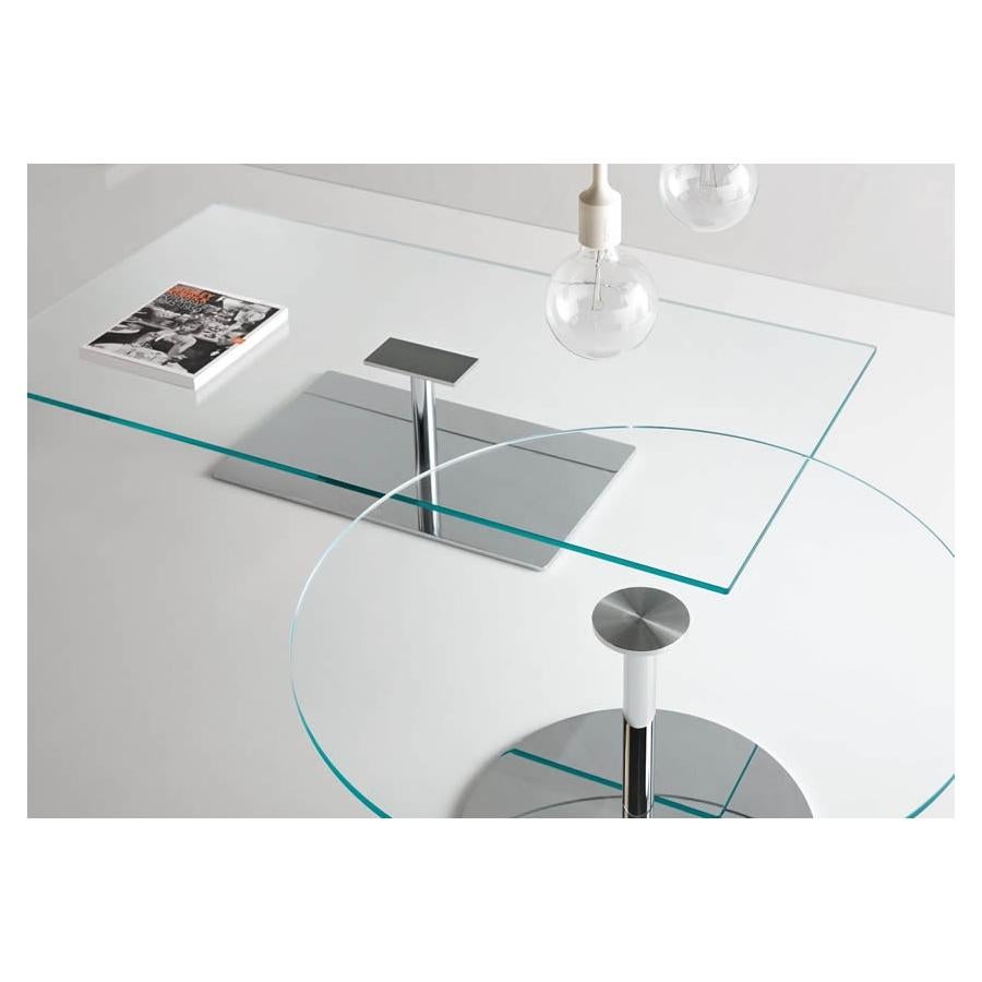Modern Farniente, Rectangular Low Coffee Table with Glass Top & Chrome Base For Sale