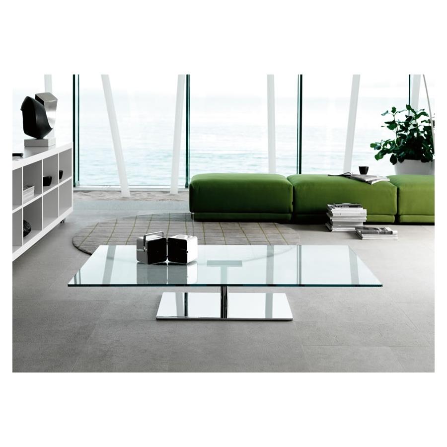 Table basse rectangulaire Farniente avec plateau en verre et base chromée Neuf - En vente à Beverly Hills, CA
