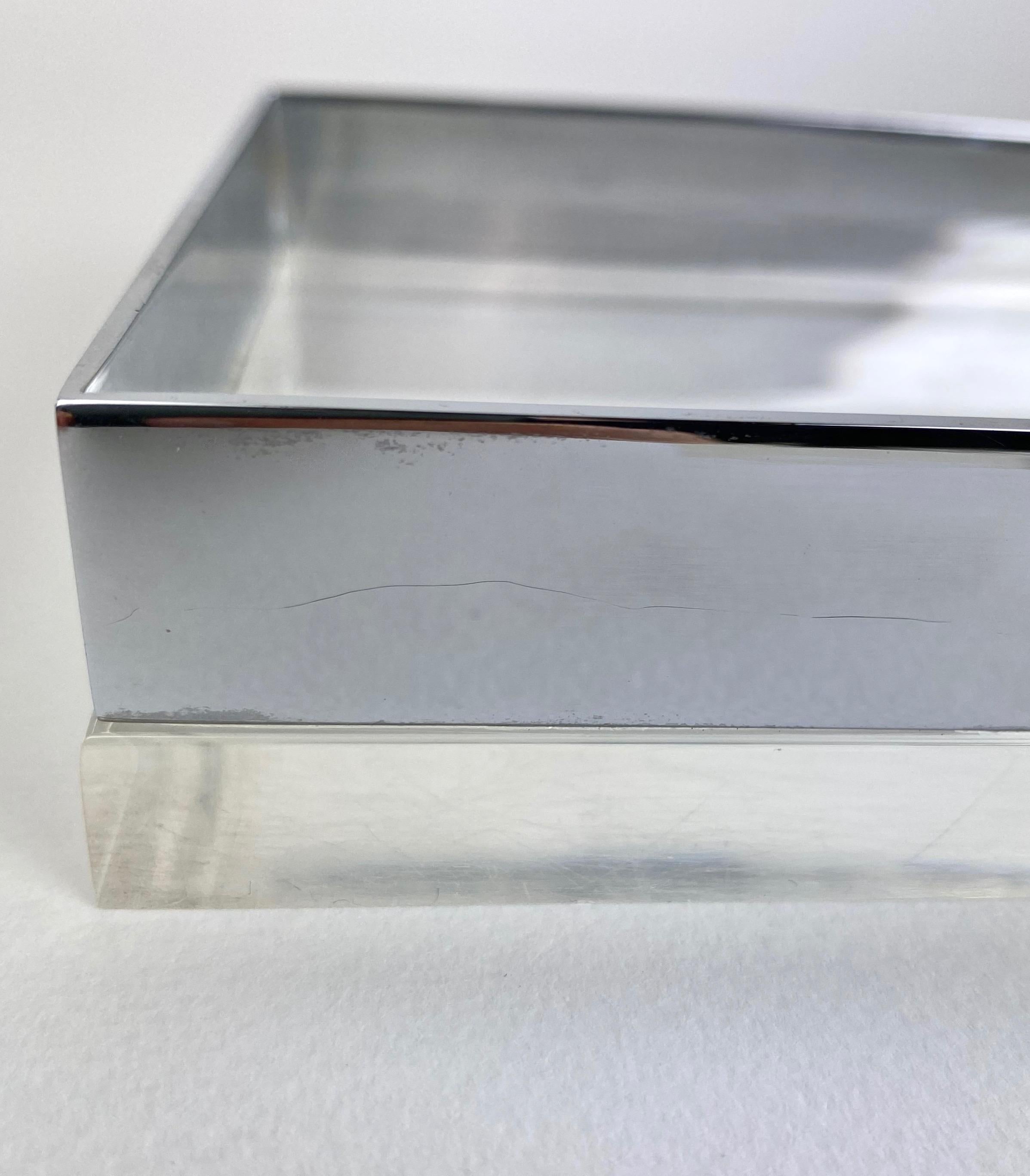 Rectangular Lucite and Chrome Box, Italy, 1970s For Sale 5