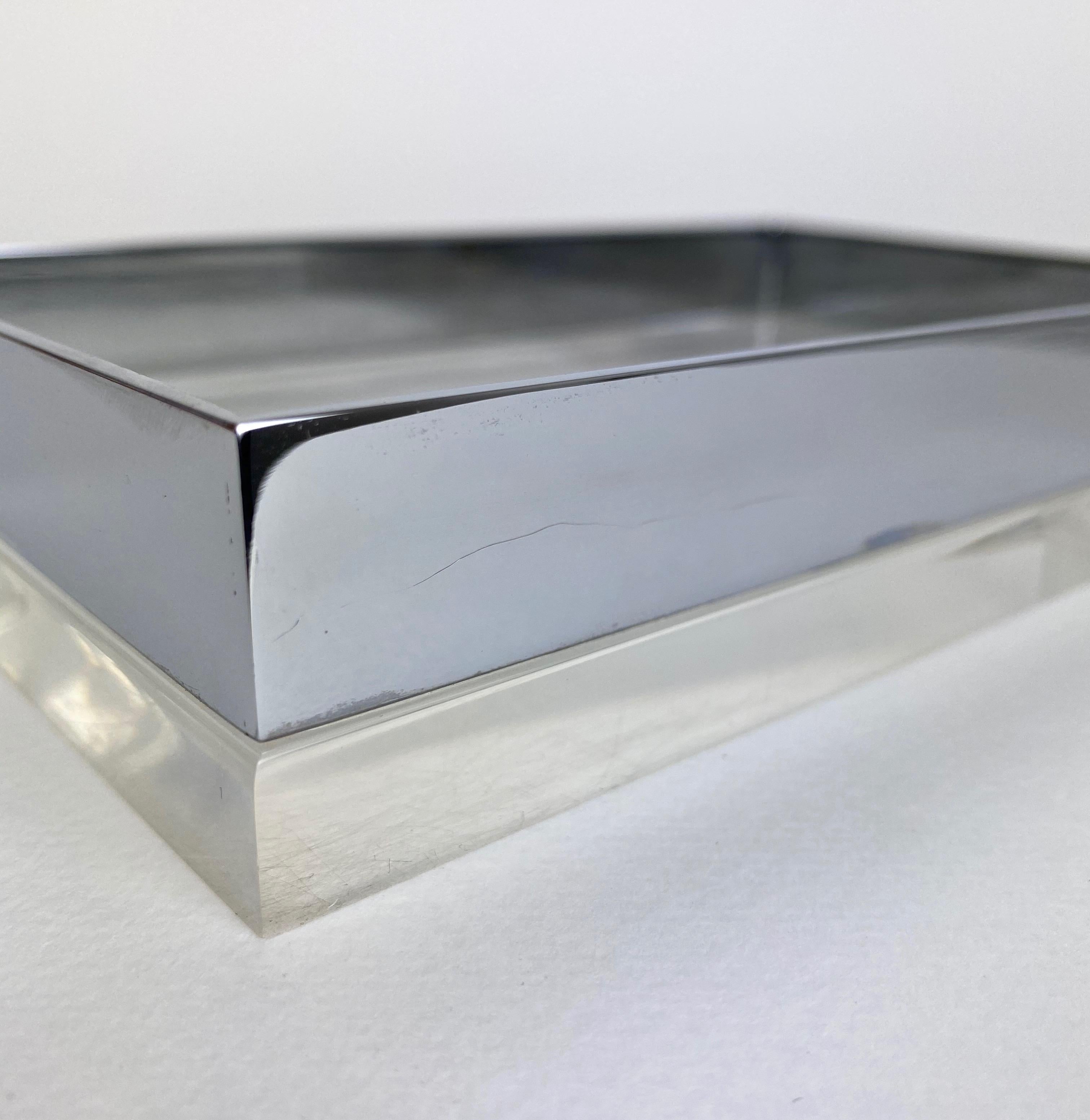 Rectangular Lucite and Chrome Box, Italy, 1970s For Sale 6