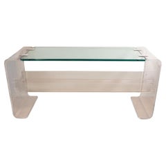 Rectangular lucite and glass console