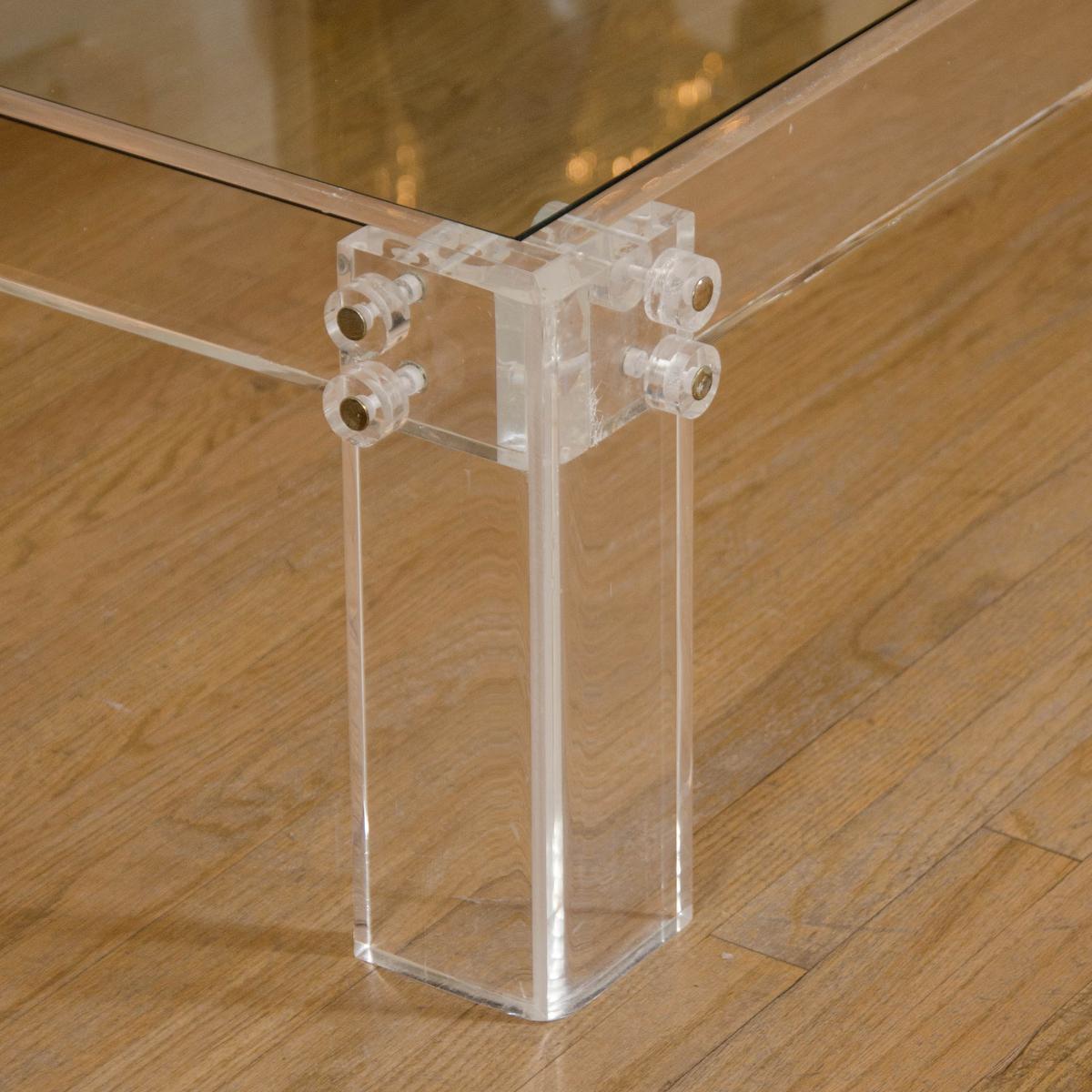 American Rectangular lucite coffee table For Sale