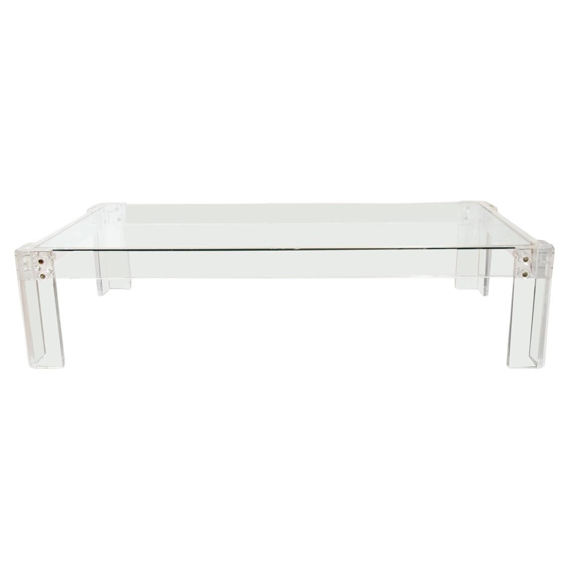 Rectangular lucite coffee table For Sale