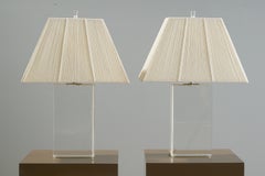 Rectangular Lucite Lamps with Original String Shades