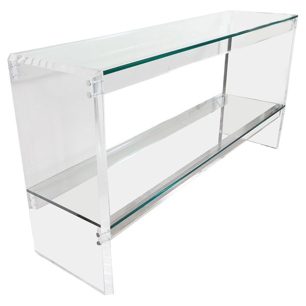 Rectangular Lucite two tier console  For Sale