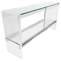 Rectangular Lucite two tier console 