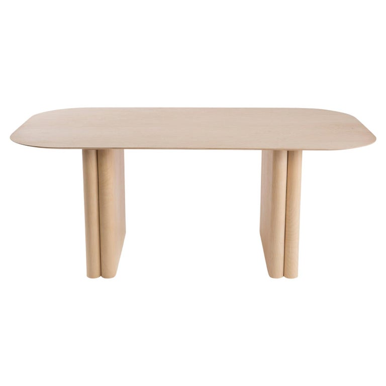 Rectangular Maple Dining Or Conference Column Table With Rounded Edges For At 1stdibs Rectangular Maple Dining Or Conference, Rectangular Coffee Table With Rounded Edges
