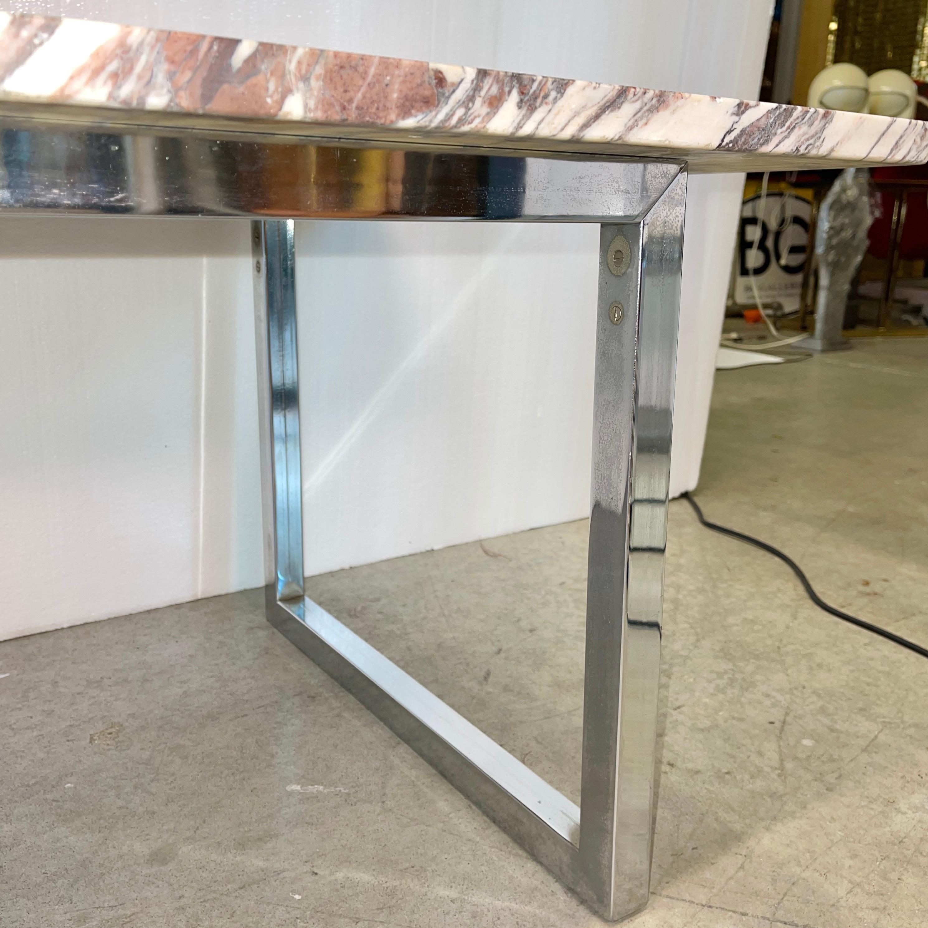Late 20th Century Rectangular Marble Cocktail Table on Chrome Base