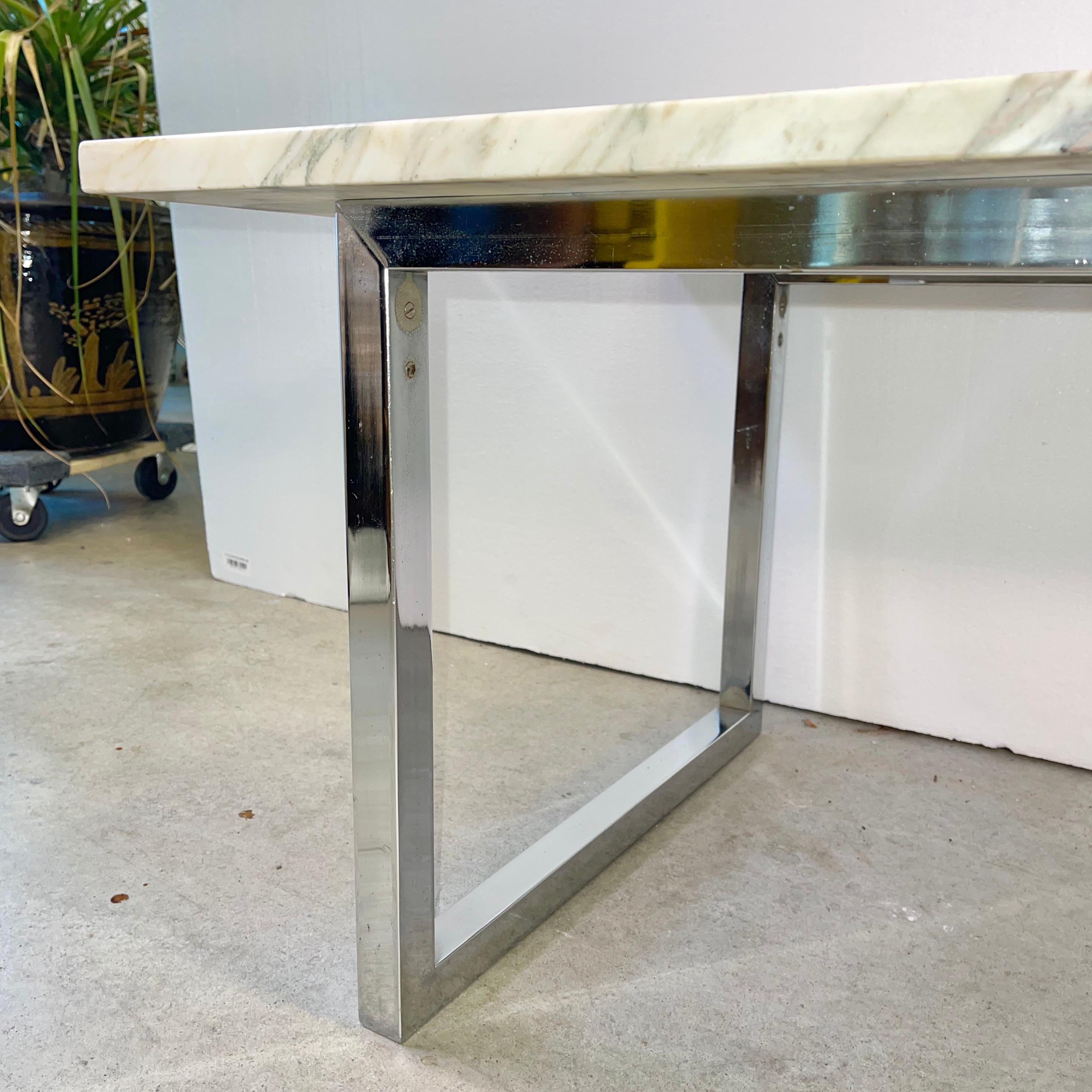 Rectangular Marble Cocktail Table on Chrome Base 1