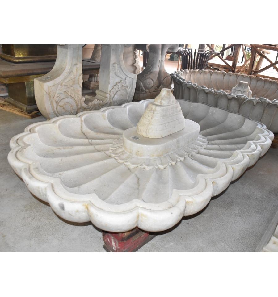 Rectangular marble hand-carved one piece floor fountain.