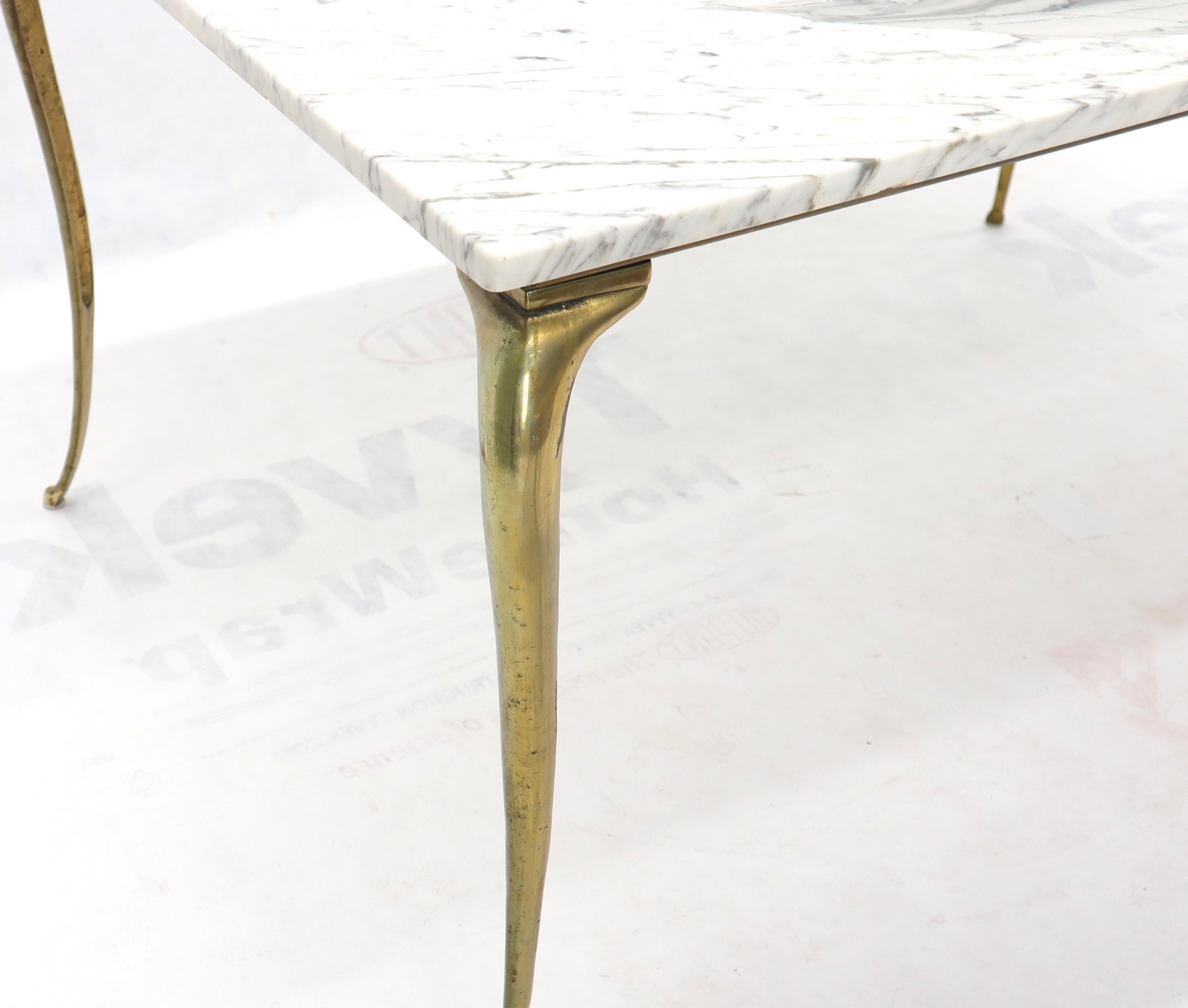 Rectangular Marble-Top Dining Table on Brass Legs 1