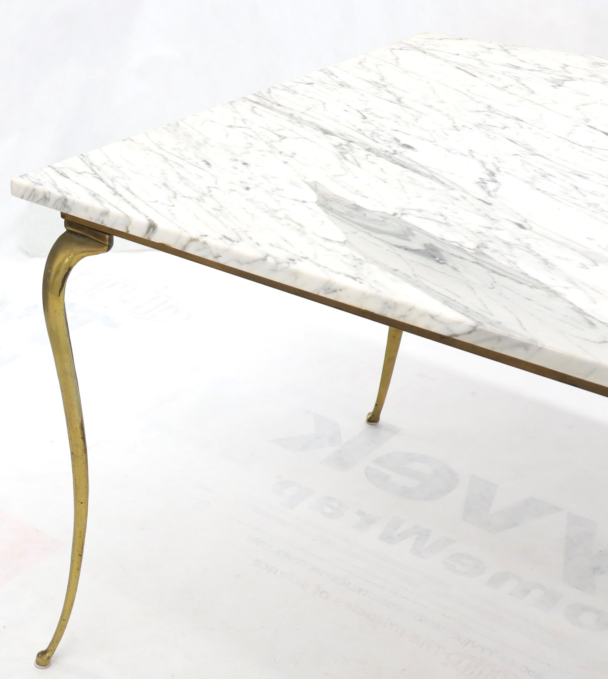 Rectangular Marble-Top Dining Table on Brass Legs In Good Condition In Rockaway, NJ