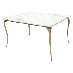 Rectangular Marble-Top Dining Table on Brass Legs