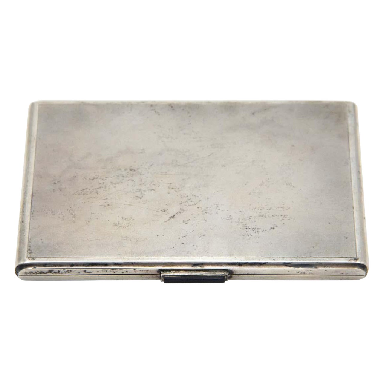 Rectangular matte silver cigarette case